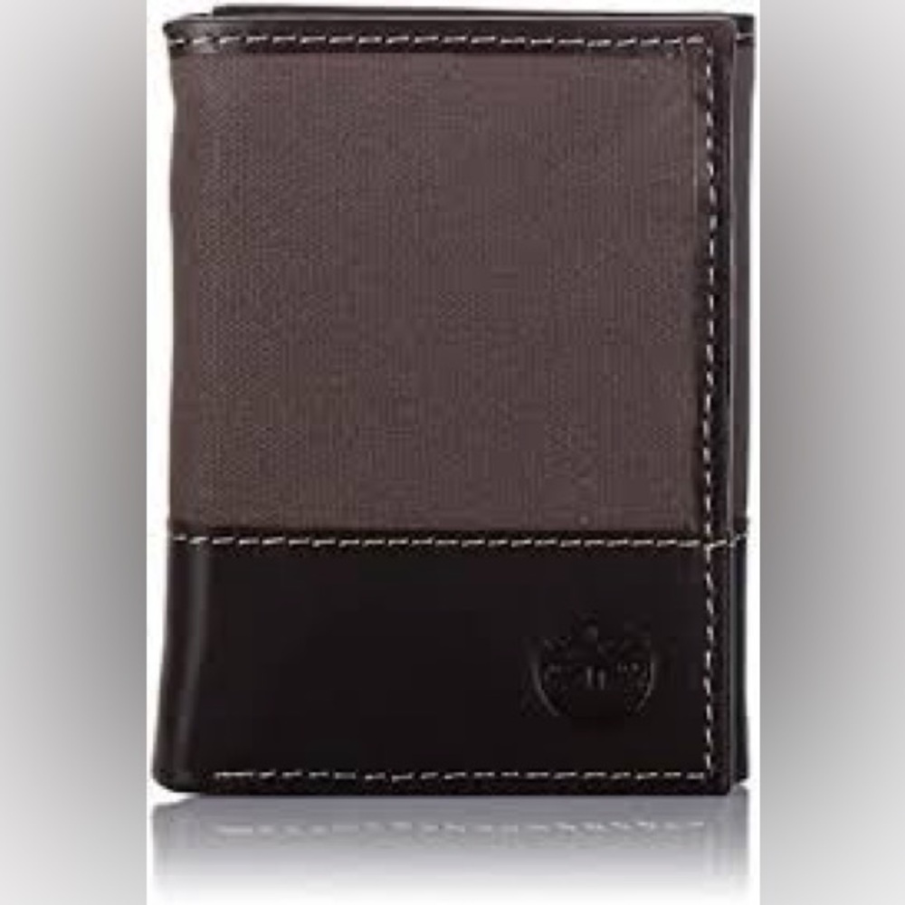 NWT Timberland Geniune Leather & Canvas Trifold Wallet